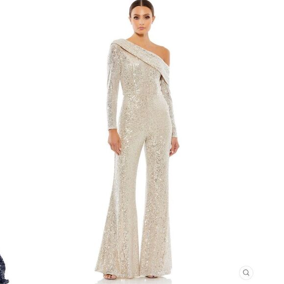 Mac Duggal 26596 SEQUINED DROP SHOULDER LONG SLEEVE JUMPSUIT - Picture 2 of 14